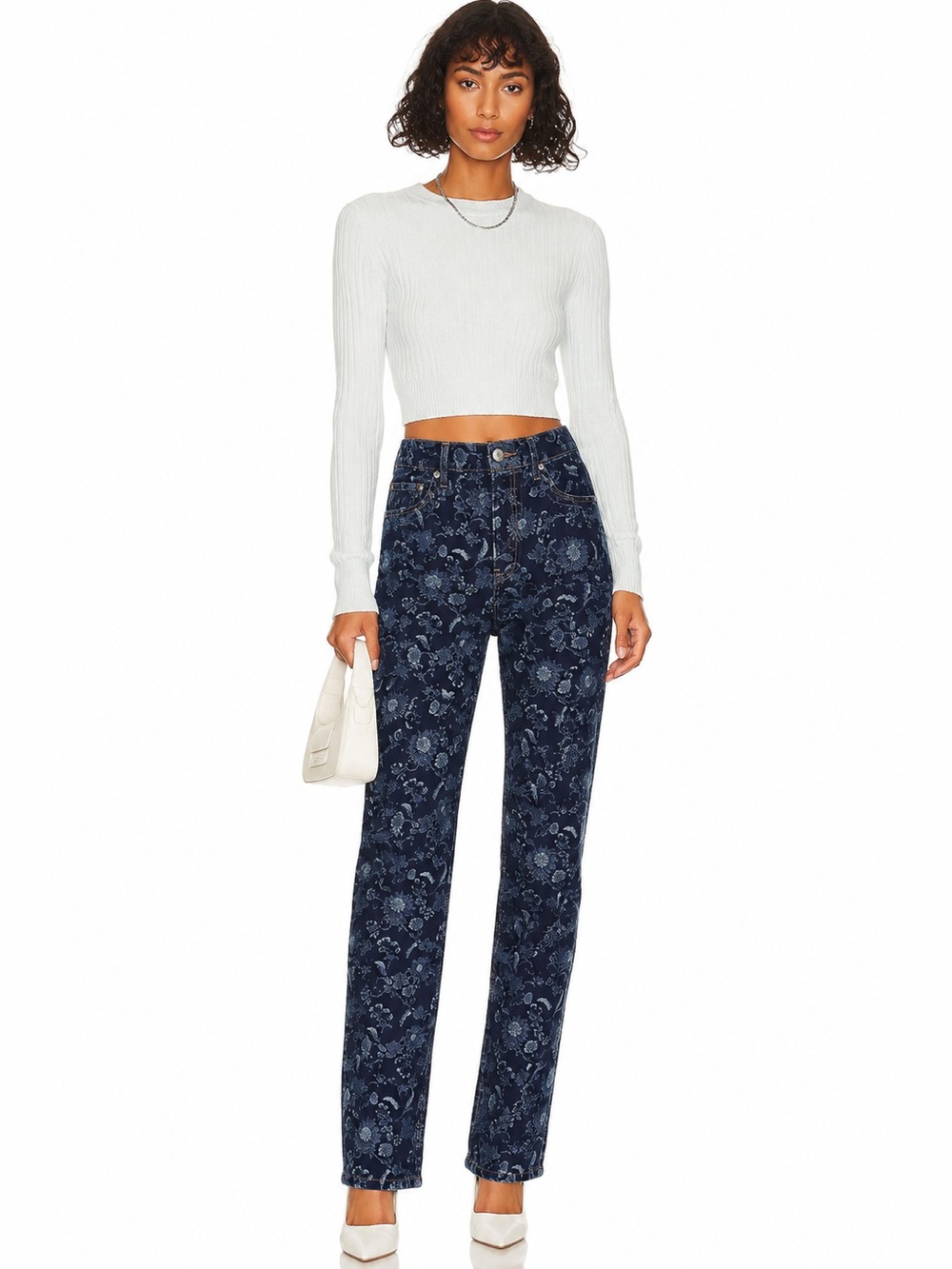 EXPRESS High Rise Floral Straight Jean